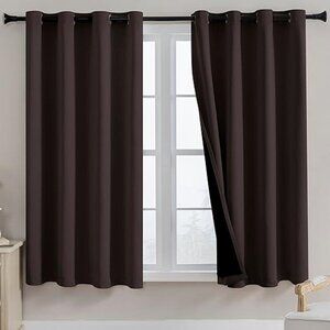 RUTTERLLOW 52x45in. Double Layer Short Full Shading Blackout-Curtains (Blk-2pan)